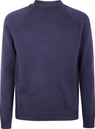 Zanone Stockinette Stitch Slim Fit Raglan Sleeved Mock Neck Sweater