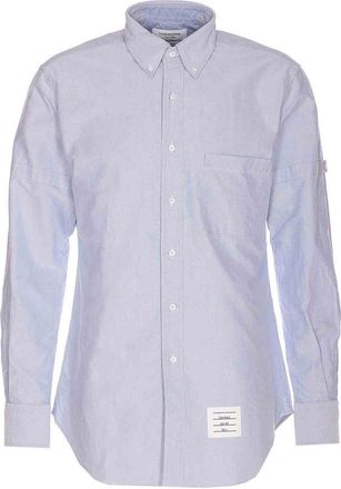 Thom Browne Light Blue Classic Shirt With Frotnal Buttons