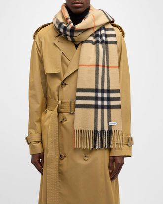 Burberry Mens Giant Check Cashmere Scarf