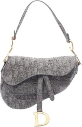 Dior Pre-owned Saddle Oblique Canvas Shoulder Bag - Dames - Vintage Schoudertas - Grijs - ONE Size - Vintage