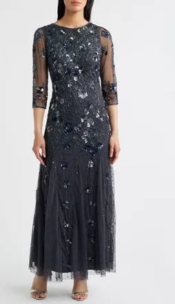 Pisarro Nights Beaded Floral Gown in Griffin at Nordstrom Rack, Size 6