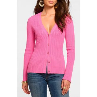 Ramy Brook Lorenza Pointelle Cardigan in Pink Garnet at Nordstrom, Size Xx-Small