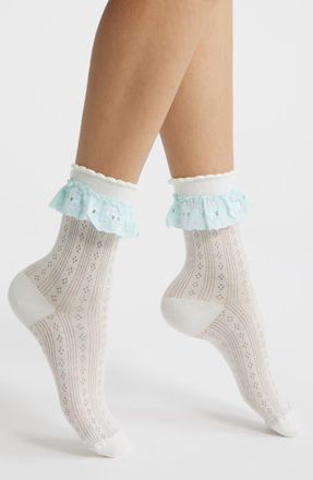 High Heel Jungle Bobby Lace Ankle Socks in White at Nordstrom