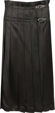 Durazzi Milano Geplooide Rok met Gesp - Dames - Midirokken - Zwart - M - Rokken
