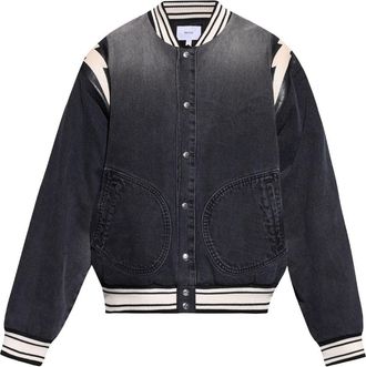 Rhude logo-embroidered bomber jacket - men - Leather/Cotton - M - Grey