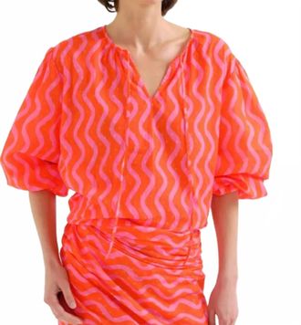 Compa&ntilde;&iacute;afant&aacute;stica Beach Wave Print Top In Red/pink
