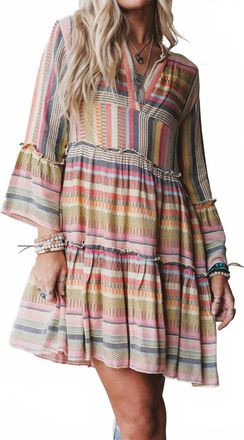 En Cr&egrave;me Tiered Ruffle Midi Dress In Multicolor