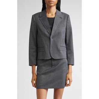 Maison Margiela Raw Edge Single Breasted Stretch Gabardine Blazer in Dark Grey Melange at Nordstrom, Size 6 Us