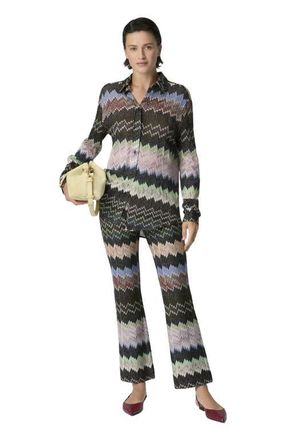 Missoni Snake-pattern Viscose Lam&eacute; Shirt in Green& Brown at Nordstrom, Size 44 It