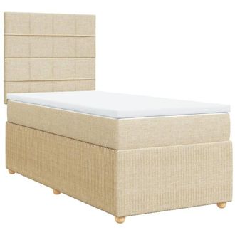 vidaXL Cama Box Spring Con Colch&oacute;n Tela Color Crema 90x190 Cm Vidaxl