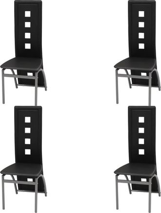 vidaXL Vidaxl - Sillas De Comedor 4 Unidades Cuero Sint&eacute;tico Negro