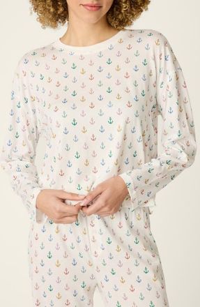 PJ Salvage Meet Me by the Sea Long Sleeve Pajama Top in Ivory at Nordstrom, Size X-Small