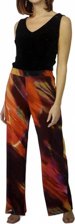 Frank Lyman Design Wide Leg Trouser In Orange/black