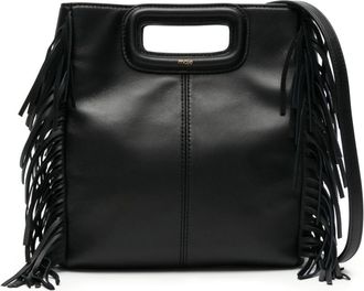 Maje fringed leather tote bag - women - Sheepskin/Polyester - One Size - Black
