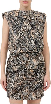 Just Cavalli Python Print Katoenen Mini Jurk - Dames - Korte kleedjes - Veelkleurig - M - Katoen - Kleedjes