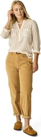 Carve Designs Dylan Gauze Shirt in Camel Stripe at Nordstrom, Size Xx-Small