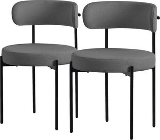 ML Design Ml-design Juego De 2 Sillas De Comedor Asientos Tapizados En Tejido Teddy Gris Y Patas De Metal Negro Muebles Ergon&oacute;micos Elegantes Sill&oacute;n De Dise&ntilde;o M