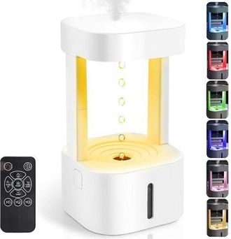 OEM Mini Humidificador Ultras&oacute;nico De 580 Ml Con Carga Usb, Dise&ntilde;o Antigravedad En Forma De Gota De Agua Y Efectos De Luz Led