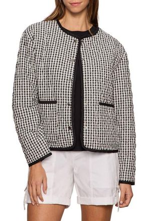 Sanctuary Gingham Quilted Cotton Blend Jacket in Black at Nordstrom, Size Xx-Small