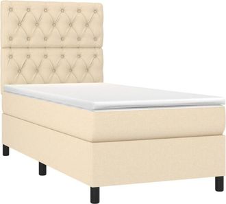 vidaXL Vidaxl - Cama Box Spring Con Colch&oacute;n Tela Color Crema 80x200 Cm