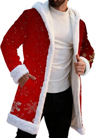 Generic Mens Winter Christmas Themed Print Fleece Lined Hooded Cardigan Casual Wear Warm Soft Fabric Comfortable Design 1121B