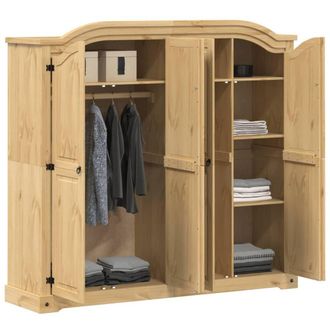 Berkfield Home Wardrobe Corona 194x52x186 cm Solid Wood Pine in Light Brown | Size: 194 x 52 x 186 cm