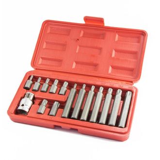 Trade Shop Trade Shop - Kit Set Llaves De Inserci&oacute;n Vasos Torx 15 Piezas Hexagonales 1/2 H10 Profesional 15 Piezas Torx