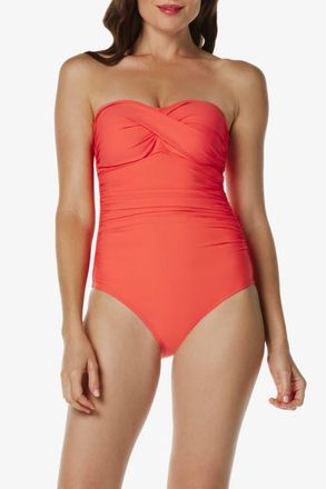 Helen Jon Twist Bandeau One-Piece in Coral at Nordstrom, Size X-Large