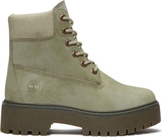 Timberland Womens Stone Street 6-Inch Waterproof Platform Boot - Light Green Leather - Size UK 3.5
