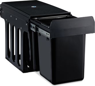 Relaxdays Relaxdays - Cubo De Basura 2 Compartimentos, Papelera Cocina Extra&iacute;ble Bajo Fregadero, 2x8 Litros, 35,5 X 25 X 47cm, Negro