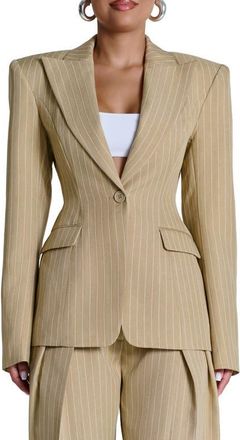 Naked Wardrobe Pinstripe Blazer in Beige Pinstripe at Nordstrom, Size X-Small
