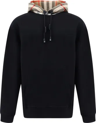 Burberry Cotton Hoodie With Check Pattern