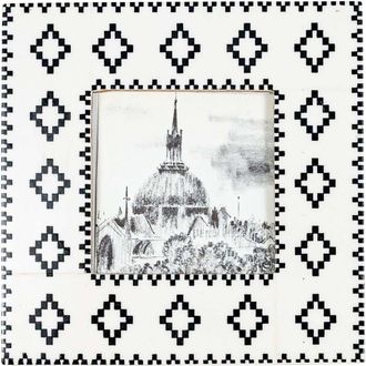 Foreside Home And Garden 4x4 Inch Southwest Diamond Picture Frame Black Resin, MDF & Glass in White at Nordstrom, Size Medium