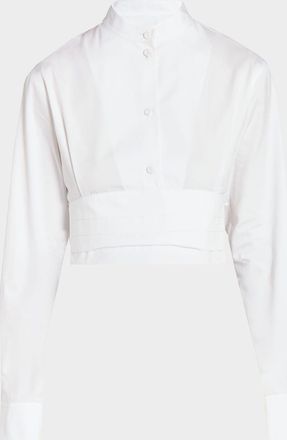 Alaia Cummerbund Cotton Cropped Shirt