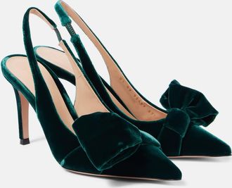 Gianvito Rossi 85 bow-detail velvet slingback pumps