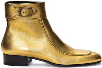 Saint Laurent Gold Leather Ankle Womens Boots