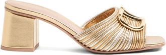 Valentino Garavani 60mm VLogo sandals - women - Sheepskin/Sheepskin/Calf Leather - 38.5 - Gold