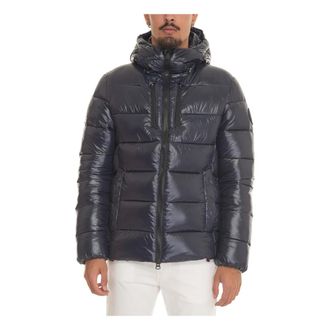 Save The Duck Gewatteerde Hoodie met Glanzende Afwerking - Heren - Winterjassen - Blauw - 2XL - Polyester - Jassen