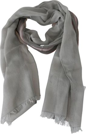 Costume National Fringe Nek Wrap Katoenen Sjaal - Dames - Sjaals - Grijs - ONE Size - Katoen - Accessoires
