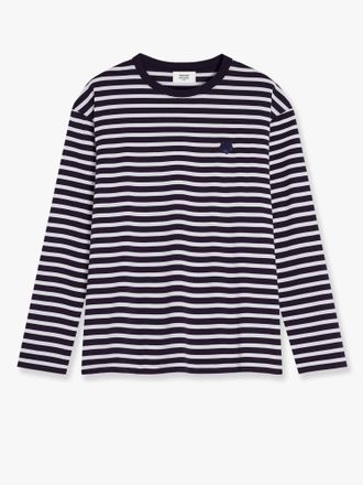 Maison Kitsun&eacute; Striped cotton sweater with iconic logo patch - MAISON KITSUNE - gender_Man
