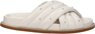 Fabiana Filippi Leren Slippers - Dames - Sandalen - Beige - 36 EU - Leer - Schoenen