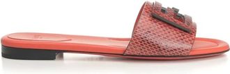 Fendi Schoenen, Dames, Rood, 36 EU, Leer, Baguette Slides