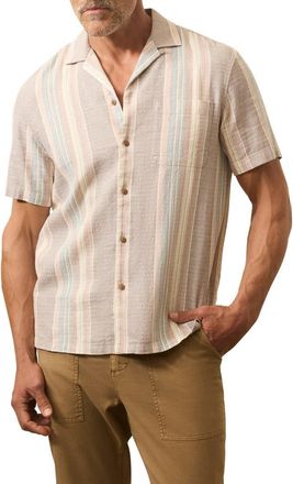 Faherty Hemp Blend Camp Shirt in Saunders Bay Stripe at Nordstrom Rack, Size Xx-Large