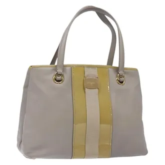 Ferragamo Vala Leather Gray Leather Handbag (Pre-Owned)