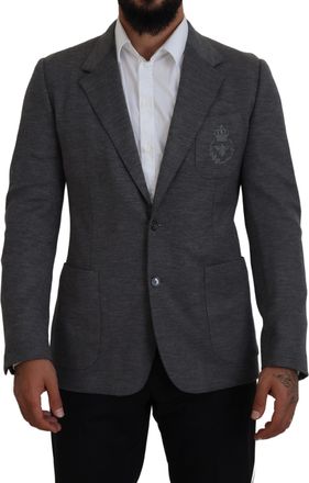 Dolce & Gabbana Mens Gray Blazer Embroidered Bee Classic Fit - Grey Wool - Size EU 44 (Mens)
