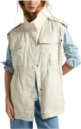 Pepe Jeans London Veelzijdige en Elegante Tilda Vest - Dames - Bodywarmers - Beige - XS - Jassen