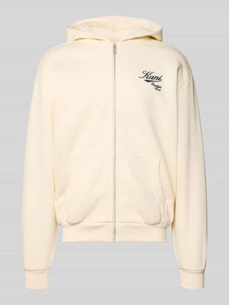 Karl Kani Oversized Sweatjacke mit Logo-Stitching in Weiss, Gr&ouml;&szlig;e XXL