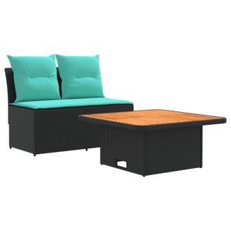 vidaXL 2 Pieza Sof&aacute; Central De Jard&iacute;n Con Mesa Elevable Vidaxl