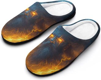 Generic God Hades Greek Mythology Mens Slippers Slip On Comfortable Fleece Cotton House Shoes Winter