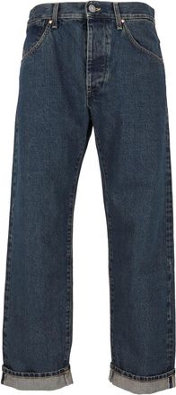 TELA GENOVA Dirty Stone Blue Tobia Selvage Straight-Leg Jeans